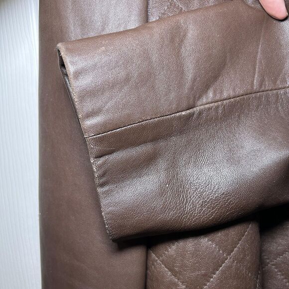 Lord & Taylor Leather Jacket Women's 12 Brown Quilted Zip Front Lined - Picture 10 of 12
